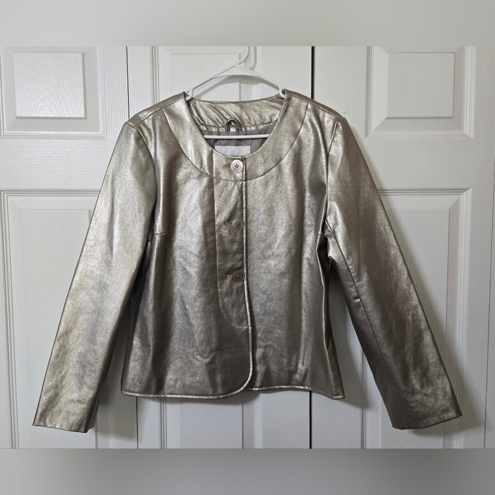 Jaclyn Smith Silver Jacket Button Closure, Fully … - image 3